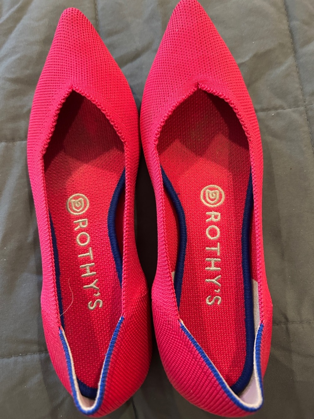 Rothy's Women's Pointed Knit Flats in Bright Pink